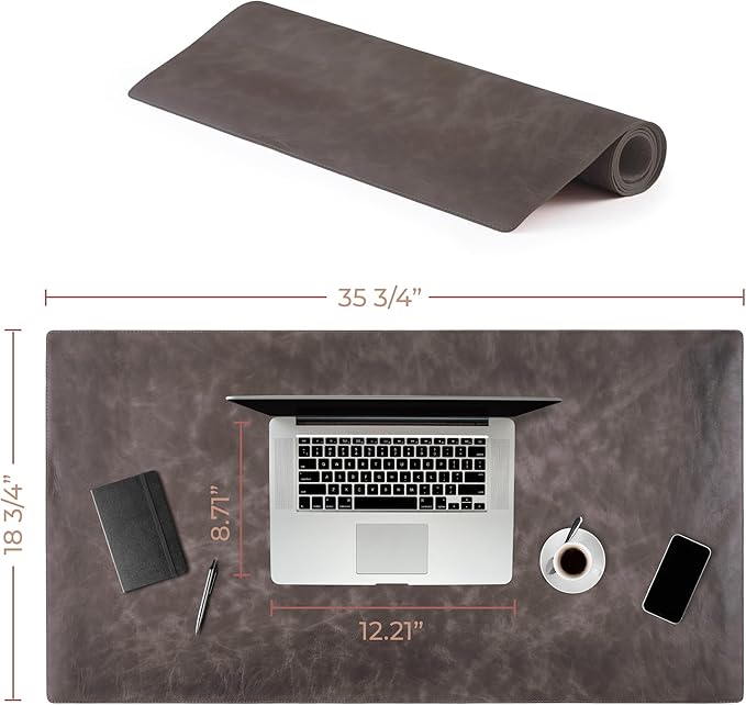 Node Leather - Genuine Leather Desk Mat - Executive Real Leather Desk Pad - Large (18 3/4" X 35 3/4") | Non-Slip Desk Blotter