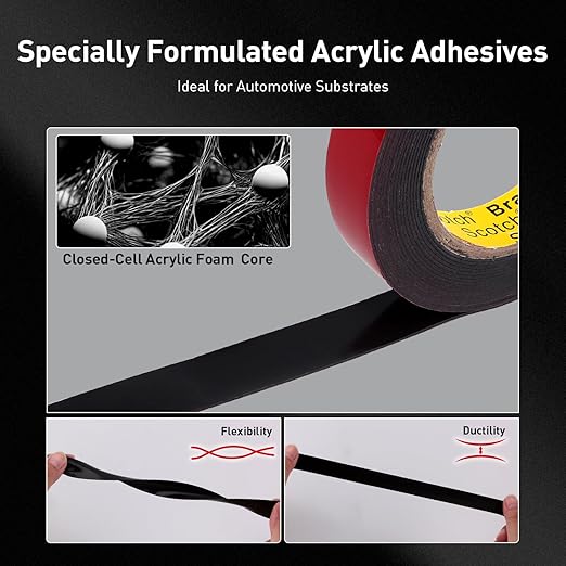 Automotive Acrylic Plus Attachment Tape 0.24" x 18Ft Made of 3M Pack of 2 Double Sided Tape PT1100 Heavy Duty for Moldings Claddings Panels Pads and Other Car Automotive Applications