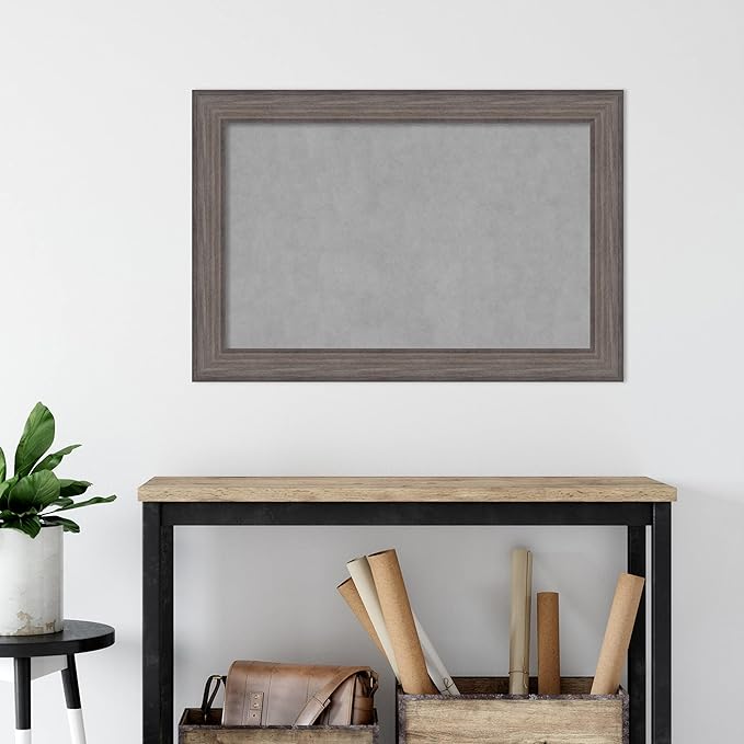 Amanti Art Grey Framed Magnetic Board 25x37 Large Vision Board for use with Magnets, 100% Metal Sheet to Display Items as Office Decor or for Home Organization in mudroom, Kitchen or Kids Room