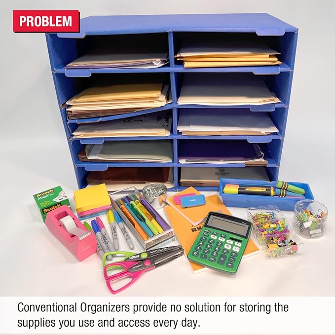 Ultimate Office TierDrop Supply Drawers Measure 9w x 12d x 2 1/4 Inches High for Desk Accessories and Supplies, Set of 2, Includes Color-Coded Finger Rings for Fast and Easy Access to Contents