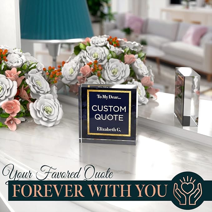 Custom Acrylic Sign Personalized, Custom Desk Name Plate, 18 Styles, (4"x4"), With Gift Box, USA Made by Acryluxe. (Folsom)