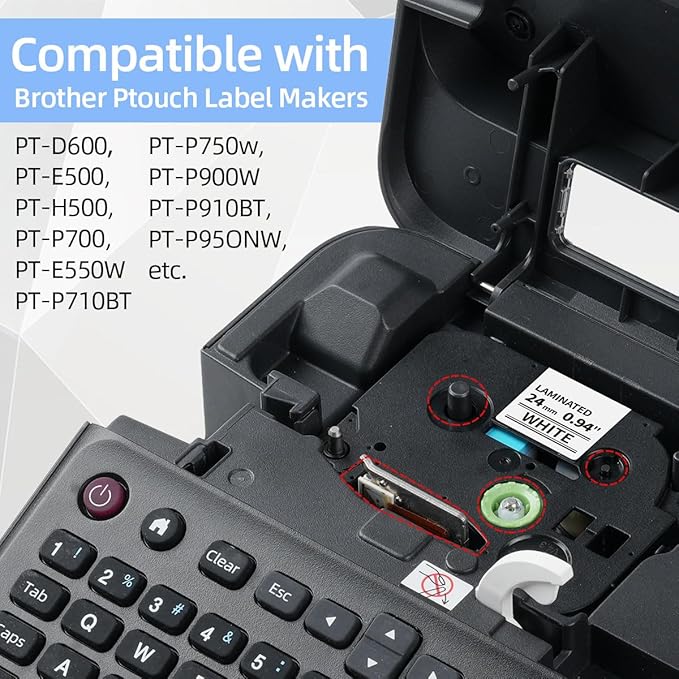 Labelife TZe 24mm Label Maker Tape Replacement for Brother P Touch TZe TZ Tape 24mm 0.94 Laminated Tze-251 451 551 651 751 1 inch for Brother Ptouch PTD600 PT-D610BT PT-P710BT PTP750W, 5-Pack