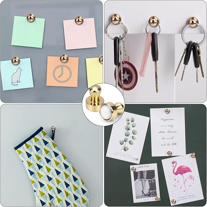 LOVIMAG Fridge Magnets 50Pcs Refrigerator Whiteboard Small Strong Magnet Classroom Kitchen Accessories Decorative Locker Set Decor Must Haves Office Calendar Refrigerador Magnetic Cute Crafts Gold
