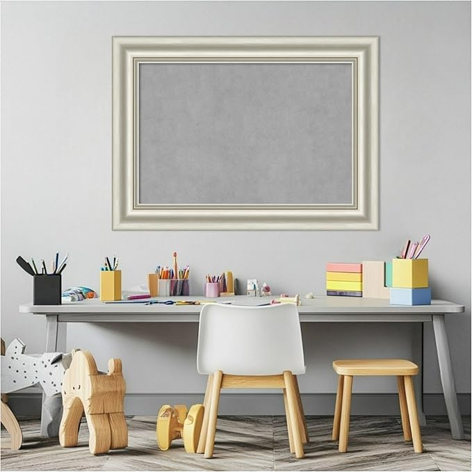 Amanti Art Silver Framed Magnetic Board 22x30 Medium Vision Board for use with Magnets, 100% Metal Sheet to Display Items as Office Decor or for Home Organization in mudroom, Kitchen or Kids Room