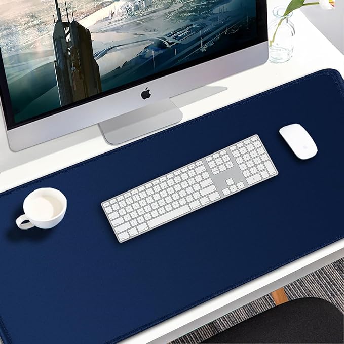 Large Mouse Pad, 31.5x15.7 inch Large Extended Computer Keyboard Mouse Mat, Water Resist Non-Slip Mousepad Rubber Base Long XXL Desk Mouse Pad for Work & Gaming, Office & Home, Dark Blue