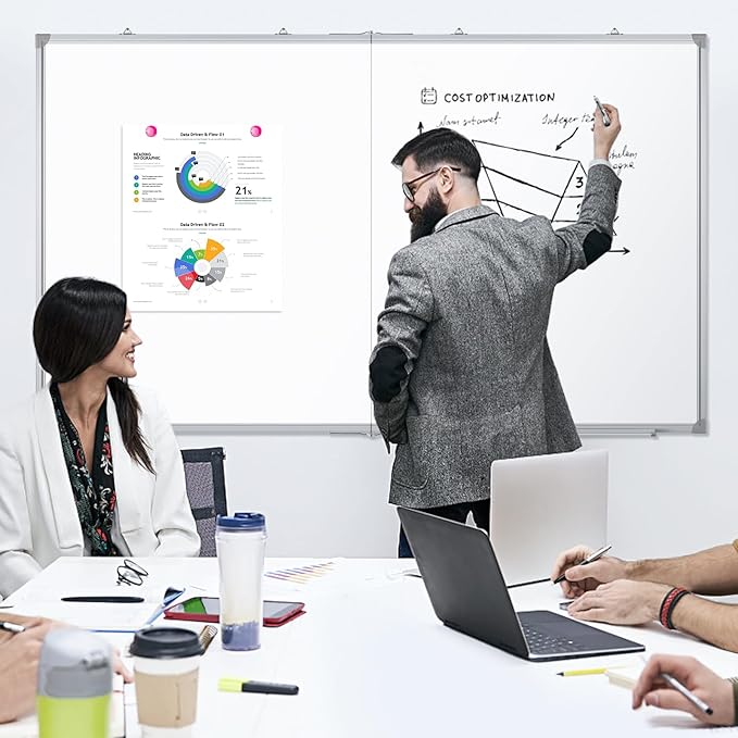 DOLLAR BOSS Large White Board 60 x 48 Inch Foldable Magnetic Whiteboard for Wall, Portable Double Sided Dry Erase Board, Aluminum Frame Message Board for School, Office, Classroom with Eraser, Markers