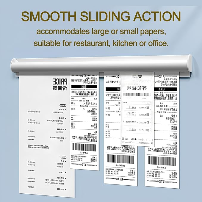 2 Pack Ticket Holders Receipt Holder for Restaurant, No Drill Restaurant Order Ticket Holders for Kitchen Office Walls Refrigerator Home Pubs Bars Cafes(23.6 Inch, Sliiver, 2p)