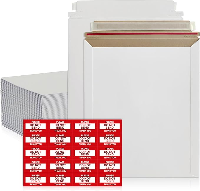 Rigid Mailers 12.75x15 Inches Pack of 100 – Self Adhesive White Magazine Mailers – Used as Mailing Supplies for Mailing Documents, Photos, CDs, Magazines and Literature