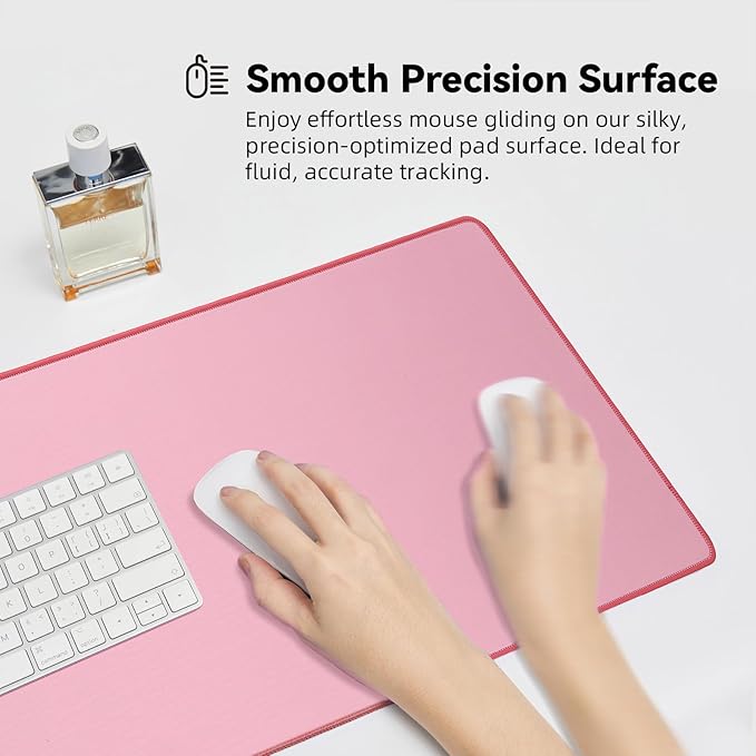 Reniteco Waterproof Large Gaming Mouse Pad with Durable Stitched Edges, Non-Slip Rubber Base, Grainy Jacquard Mouse Mat Desk Pad for Home Office Gaming, 35.4''x15.7''x0.12'', Pink