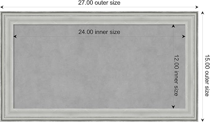 Amanti Art Silver Framed Magnetic Board 15x27 Small Vision Board for use with Magnets, 100% Metal Sheet to Display Items as Office Decor or for Home Organization in mudroom, Kitchen or Kids Room