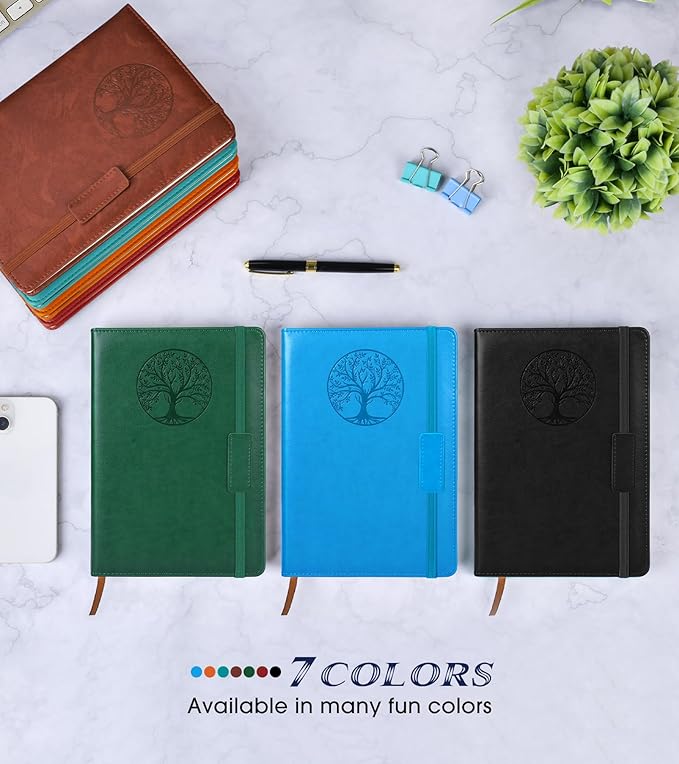 Biuwory Lined Journal Notebook for Women Men,256 Pages A5 Hardcover Leather Journals for Writing,Travel,Business,Work & School,College Ruled Notebooks for Note Taking,Diary Notepad 5.7"×8.3" blue