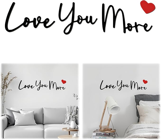 Love You More Wood Sign Home Decor Boho Decor Wall Decor Express Love and Warm for Your Family Lovers Wall Art Gift Hallway Entryway Door Farmhouse Valentine Decors Bedroom Above Bed Topper Decoration