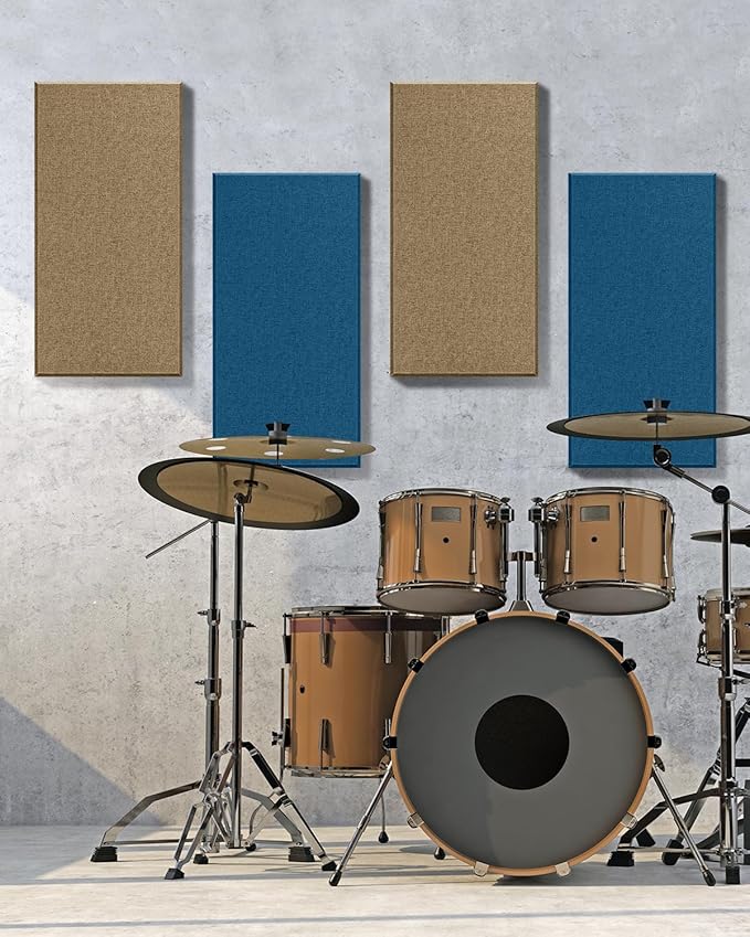 4Pack Fiberglass Acoustic Panels, Self Adhesive Sound Proof Foam Panels for Walls, Sound Dampening Panels for Studios, Office, Home Soundproofing Absorbing Noise Reducing, 23.6x11.8x2.5" Yellow