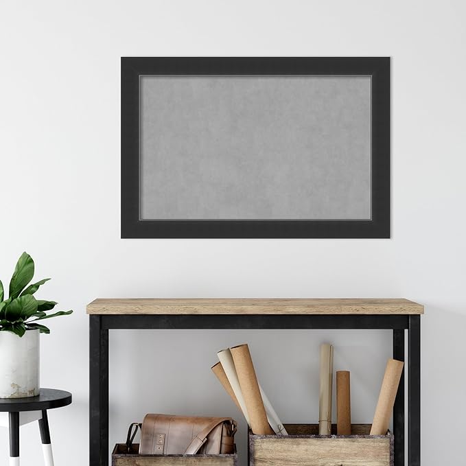 Amanti Art Black Framed Magnetic Board 25x37 Large Vision Board for use with Magnets, 100% Metal Sheet to Display Items as Office Decor or for Home Organization in mudroom, Kitchen or Kids Room
