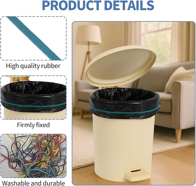 50Pack Trash Can Rubber Bands,5 Colors Large Rubber Bands,Heavy Duty,Reusable Elastic Bands for 13-30 Gallon Bins for Office Supplies File Folders Box Books,Bundle Rugs, BBQ Covers