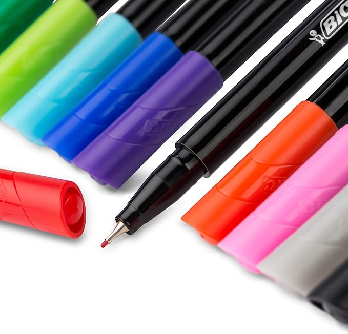 BIC Intensity Fineliner Marker Pen, Fine Point (0.4mm), Assorted Colors, Clean & Crisp Writing, 6-Count (Pack of 2)