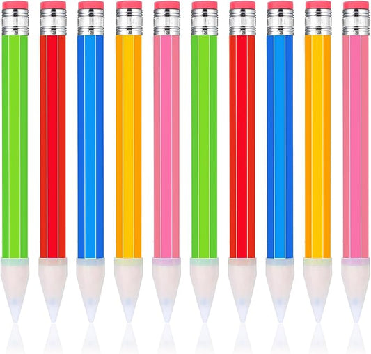 WLLHYF 10 Pcs Wooden Jumbo Pencils for Prop, 14 Inch Large Pencil Halloween Funny Big Pencil with Cap Novelty