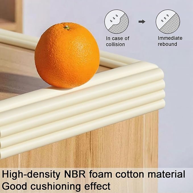 OYKSHDF Proof Edge Corner Protector, 2pcs 78.7in/200cm Furniture Safety Bumpers Guard Padding, Soft NBR Rubber Foam Adhesive Cushion, Fireplace Cabinets Table Desk Edges & Sharp Corners (Beige)