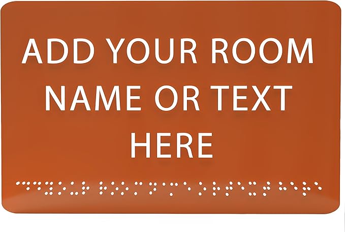 ADA CENTRAL SIGNS - 9" X6" Personalized Custom Sign - ADA Compliant Tactile Graphics Grade 2 Braille Text Acrylic Wall Signs - Add Your Room Name Text Sign for Home School Office Business Workplace