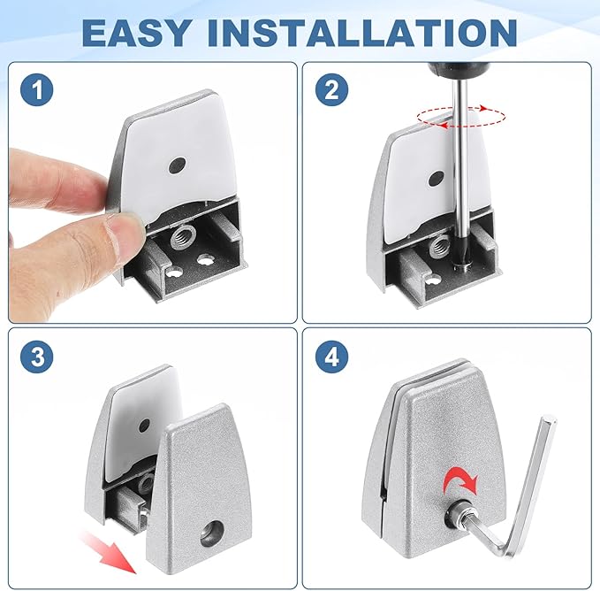 PATIKIL 1.7x1.3x2.4" Desk Divider Support Clamp, 8 Pcs Aluminum Desk Shield Clamp Desk Divider Partition Clamp Sneeze Guard Clamp Bracket for Office Home Desk Panel, Silver