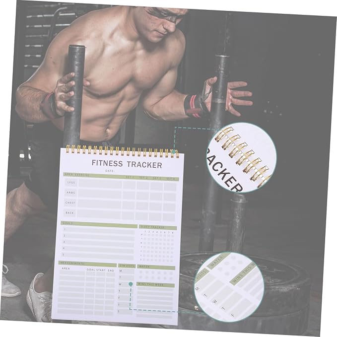 VICASKY Fitness Journal Notebook for Daily Training Sturdy Workout Planner Goal Setting 12-Month Fitness Agenda Notepad for Men Women Gym Enthusiasts