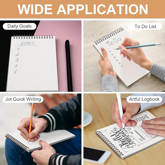 Engrowtic Dot Grid Notebook Top Spiral Notebook A5 Size Bullet Dotted Paper Hardcover Dot Journal 8.3''x 5.8'' 140 Pages Spiral Notepads for Sketching Drawing Writing School Office(Brown,2 Pcs)
