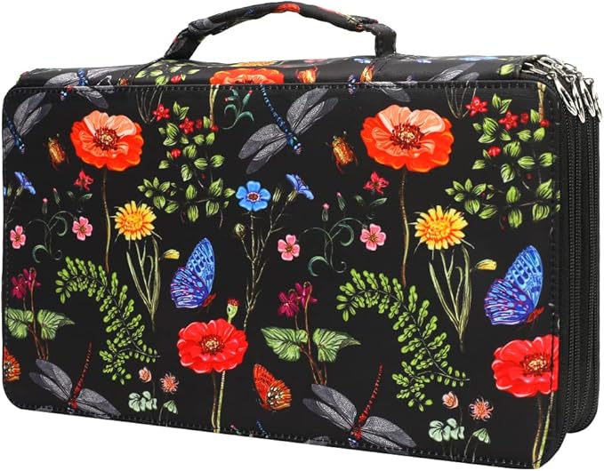 Vomgomfom Colored Pencil Case - 300 Slot Pencil Holder with Zipper Closure, Twill Fabric Large Capacity Pencil Case for Watercolor Pens or Markers, Artist Organizer (Black)
