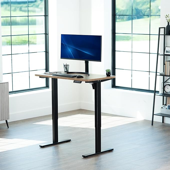 VIVO Electric 43 x 24 in Standing Desk, Memory Height Adjustment, 1B Series, Holds 220 lbs, One-Piece Reclaimed Wood Top, Black Frame, DESK-KIT-1B4P