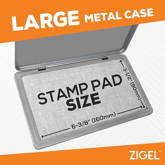 2 Pack Metal Case Stamp Pad Large Size, Sky Blue Color - Size: 3" x 6" - Choose from 15 Ink Colors