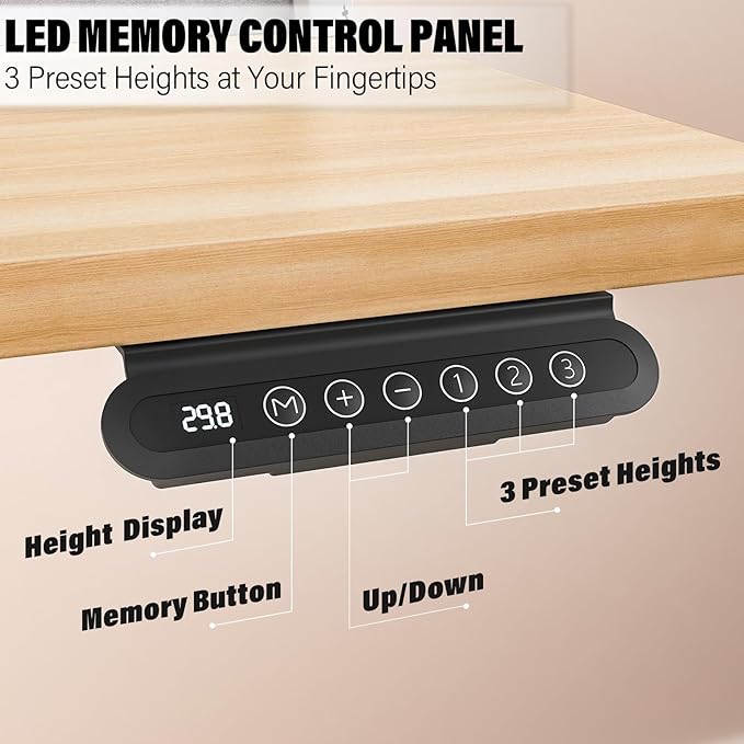 Kingant 48 x 24 Inch Electric Standing Desk with 4 Drawers, Height Adjustable Sit to Stand Computer Desk with Storage Shelf and C-Clamp Mount Compatibility for Home Office, Nature