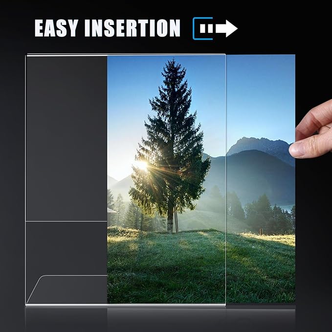 xydstay 6pack Acrylic Sign Holder 5x7 for Picture Frames, L Shape Clear Plastic, Plastic Sign Holder,Menu Holder, Unbreakable Table Sign Holder for Restaurant, Office, School, Store and Home Use