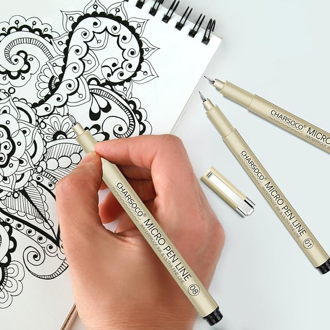 CHARSOCO Arts Sign Brush Pen, Felt Tip Water Based Ink with 36 Colors, for Journaling, Lettering, Calligraphy, Technical Drawing and Scrapbooking