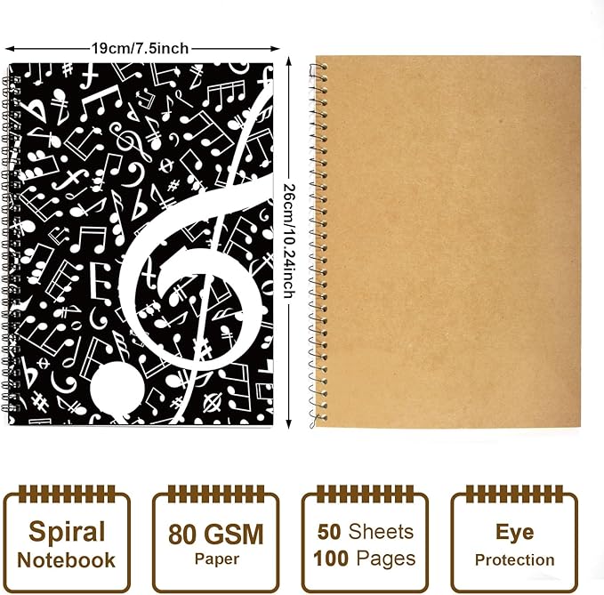 MAXCURY Blank Sheet Music Composition Manuscript Staff Paper Art Music Notebook Black 100 Pages 26x19cm