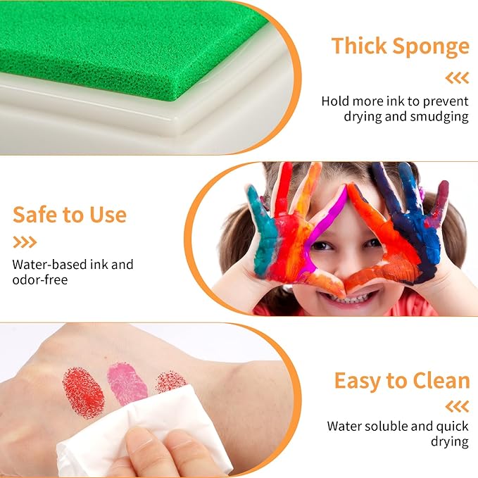 NIUBIER 15 Colors Craft Ink Pads, Washable Finger Stamp Pad for Kids Finger Painting, DIY Crafting, Paper, Wood Fabric, Rubber Stamps, Scrapbook Supplies