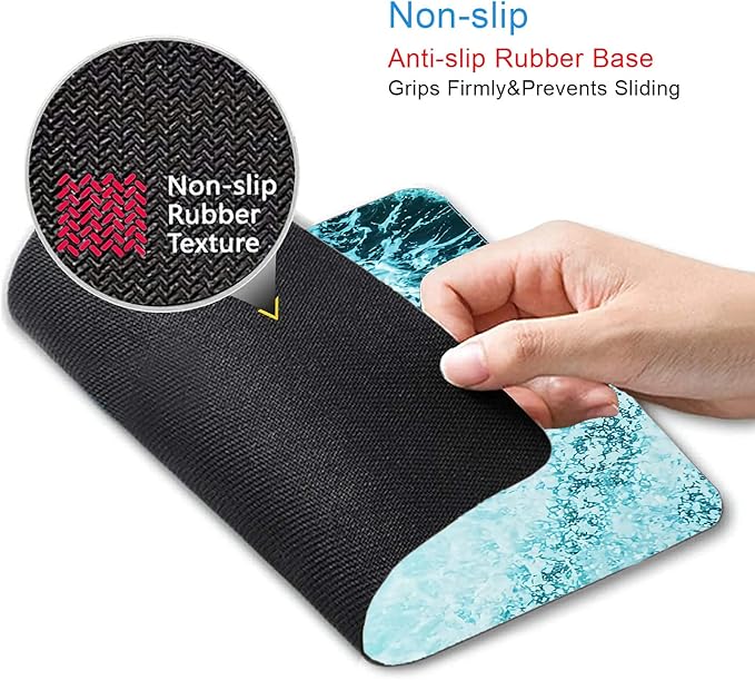 IMAYONDIA Blue Teal Green Sea Waves Mouse Pad, Square Ocean Mouse Pad Waterproof Non-Slip Rubber Base MousePads for Office Laptop, 9.5 inch x7.9 inch