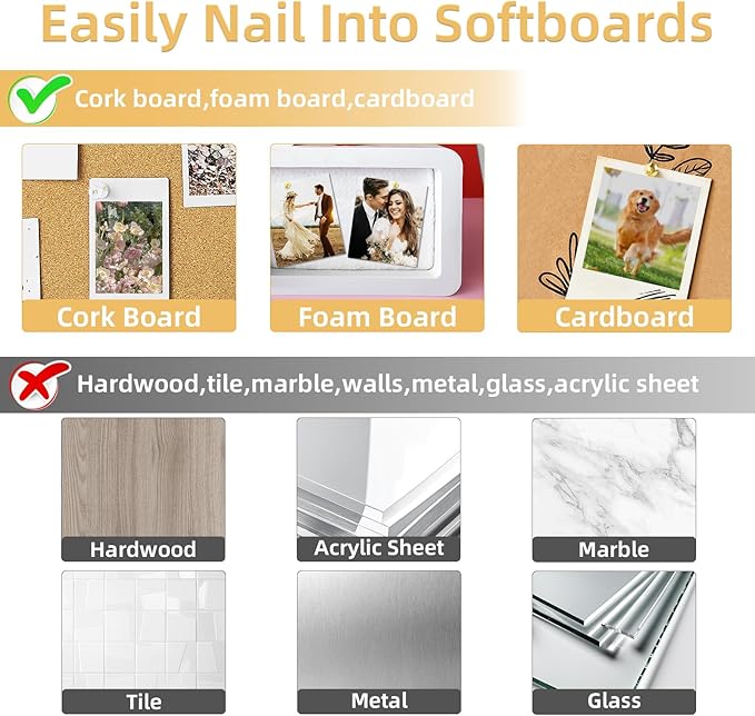 Gold Push Pins Set, 310 Pcs Decorative Thumb Tacks for Cork Board with Push Pin Hooks & Clips, 5 Styles Office Pushpins Set in Storage Box for Bulletin Board, Maps, Photos, Notes
