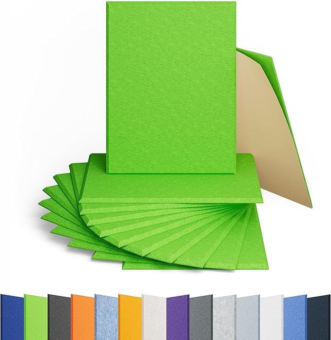 Amantech 12 Pack Acoustic Panels Self Adhesive Sound Proof Foam, High Density Sound Acoustic Panel, 16X12X0.4 Inch 4:3 Rectangle Panels in Home, Office, Reccording Room, Studio, More(Fruit Green)
