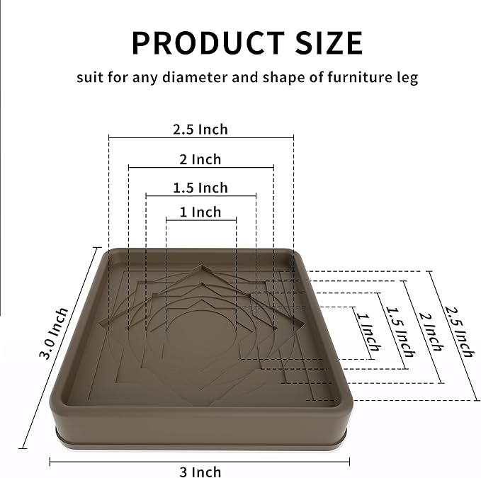 Furniture Coasters,8 Pcs 3" Furniture Caster Cups-Non Slip Furniture Pads Hardwoods Floors-Non Skid Furniture Grippers,Rubber Furniture Feet