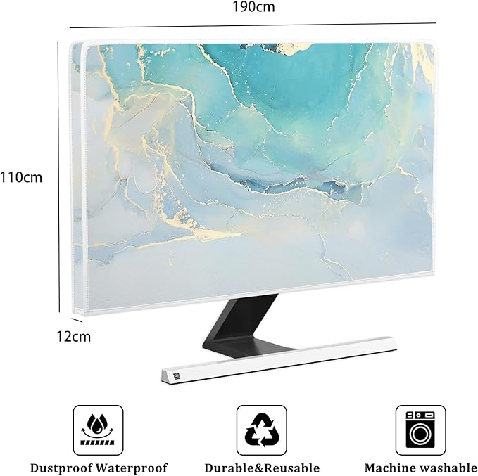 Baocicco Blue Green Marble TV Display Screen Cover 80 Inch Creative Anti-Static Dustproof Monitor Accessories Laptop LCD Cover Modern Screen Television Decoration for LED LCD OLED TVs