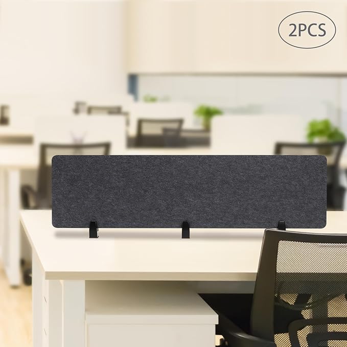 Clamp-On Acoustic Desk Divider, 2Pcs 60x16in Acoustic Partition, Desktop Privacy Panel, Sound Absorbing Workstation Panel (Anthracite Gray, 60" x 16")