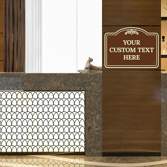 Custom Decorative Sign, Personalized Metal Sign for Business, Driveway, Home, Airbnb, Office Door Plaque, Brown Background Sign, 18x24 Inches, ACM, Fade Resistant, Made in USA by Sigo Signs