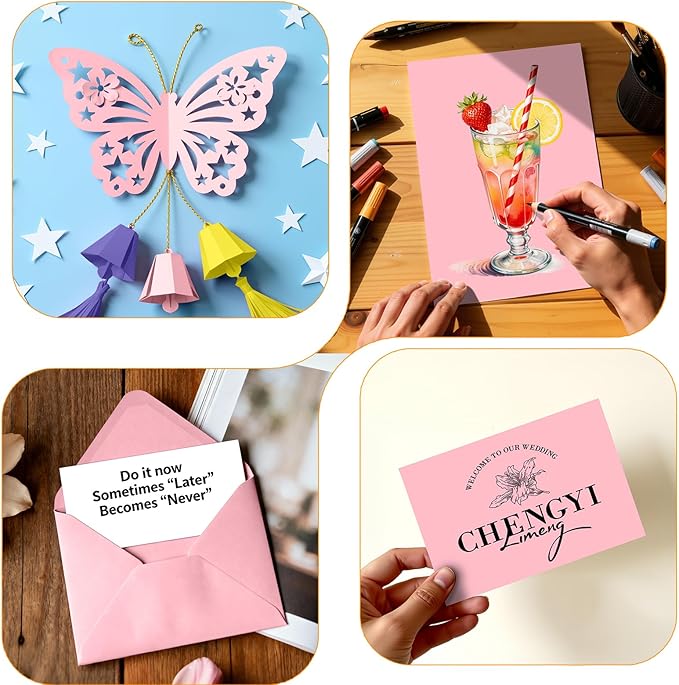 Pink Cardstock 8.5 x 11, Valentine's Day Colored Cardstock Paper, Printer Paper, 40 Sheets Pink Card Stock for Birthday, Invitations, Art, Drawing, Menus, DIY Cards, Tags, Crafts Certificates, Party