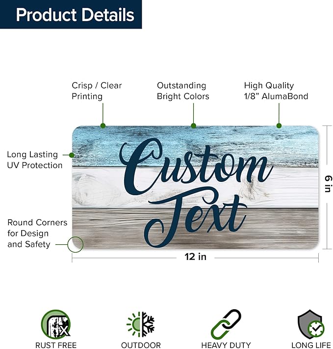 Custom Sign, Custom Street Sign, 11 Font Colors, 13 Font Styles, 4 Hole Options, 22 Sizes, 6x12 Inches, Rust Free DiBound, Fade Resistant, Made in USA by My Sign Center (Coastal)