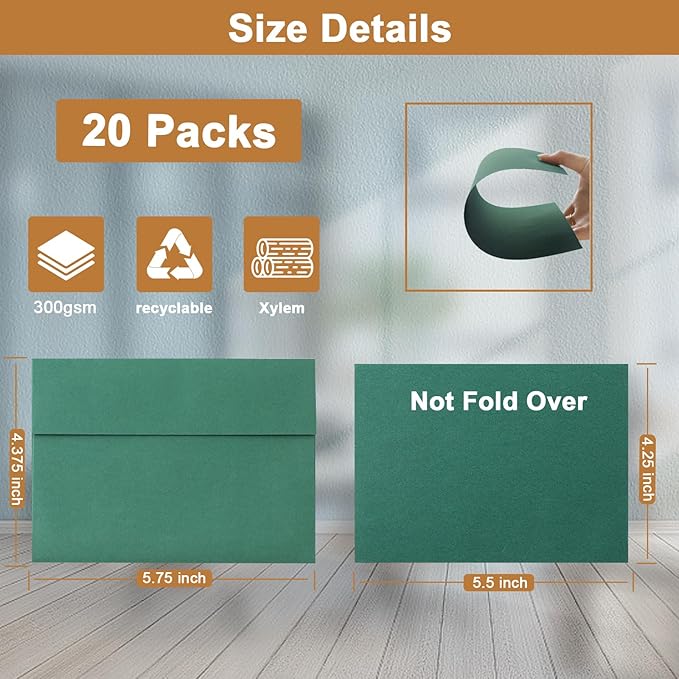 Silunkia 10 Assorted Colors Blank Cards and Envelopes 4.25 x 5.5 Heavyweight Single Panel Cardstock and A2 Envelopes Self Seal 20 Packs for Wedding Invitations, Greeting Cards, Thank You Cards, Party