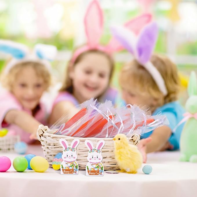 Eaasty 36 Set Easter Gifts Bulk Carrot Ballpoint Pens with Bunny Cards Happy Easter Spring Party Favors Black Ink Gel Pens for Office Stationery Supplies School Classroom Home Party Decoration