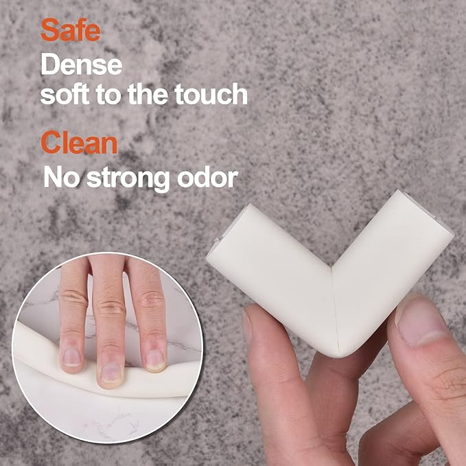 Baby Proofing Edge and Corner Guards, (16.4ft Edge + 4 Corners) Safety Furniture Bumper, Baby Corner Protector for Fireplace, Table, Stair, Cabinet, 3M Adhesive, White