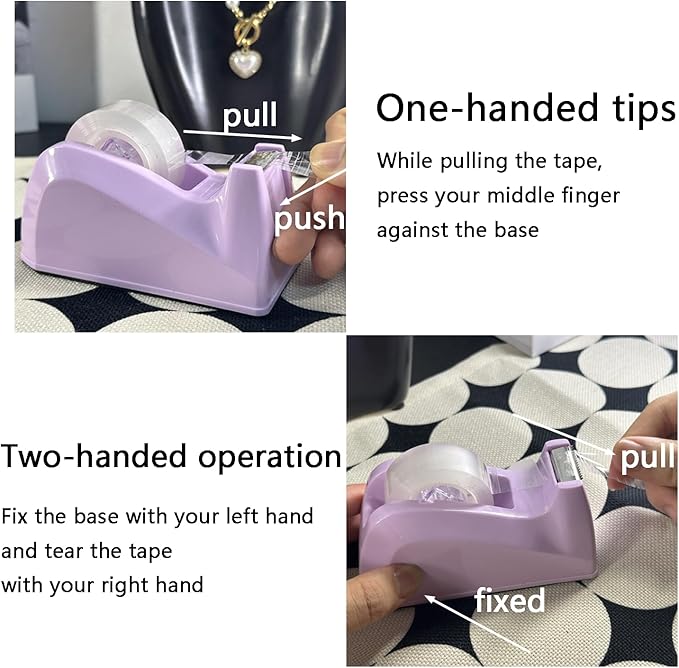 Basics Desktop Tape Dispenser, Office Desk Tape Dispenser, Heavy Duty Desk Accessories Office Tape Dispensers, Weighted Non-Skid Base,Ideal for Home, Office, School, or Business (Purple)