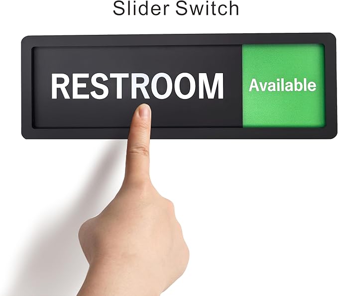 Restroom Sign – In Use/Available Slide Switch Sign ，Premium Durable Acrylic Material, Super Strong Self-Adhesive, Quick Installation, Suitable For Your Home And Business (9×3 Inches, Black)