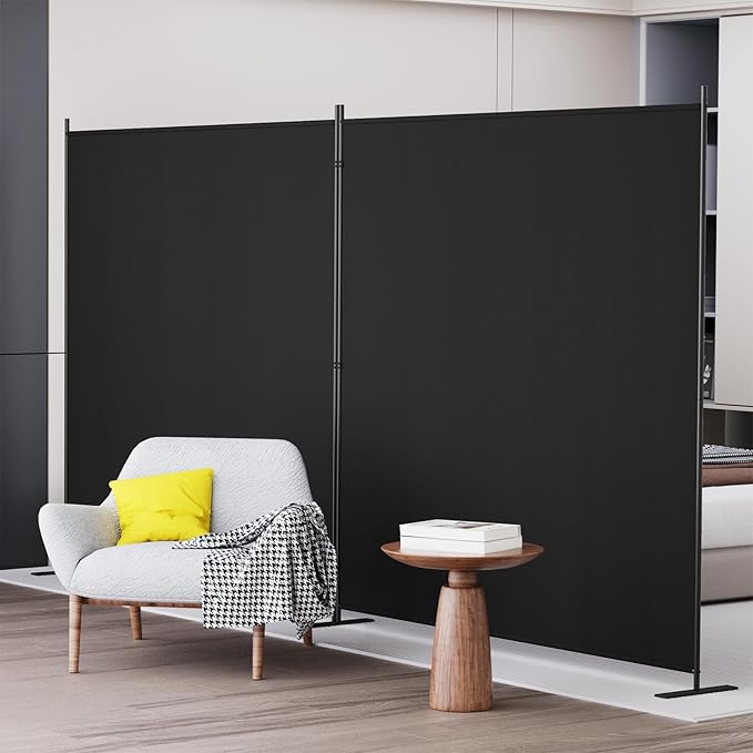 C-Hopetree 2 Panels Room Divider, 6 Ft Tall Indoor Folding Privacy Screen, Portable Partition Separator, Freestanding Separation Temporary Wall for Office, Bedroom, 142" W X 71" H, Black