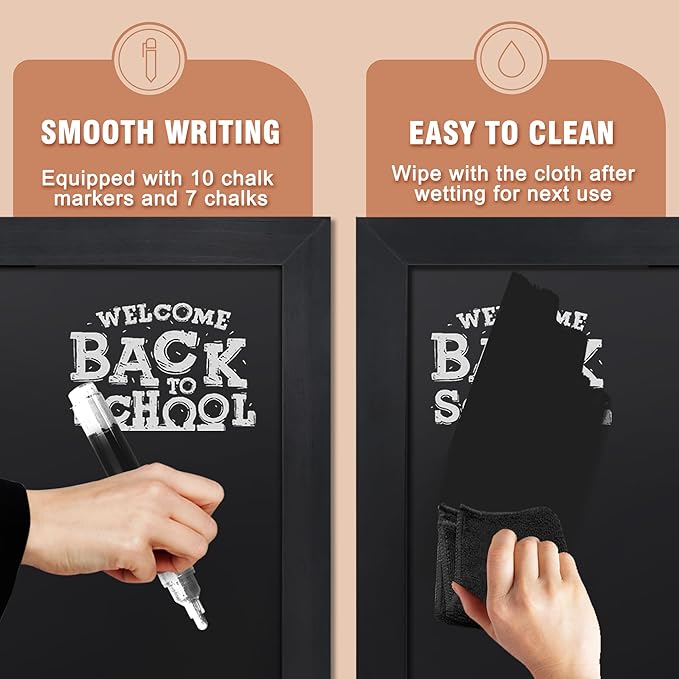 SELEAD Magnetic Chalkboard Words Sign - 20" x 30" Solid Wood Black Frame Wall Decor Bulletin Black Board for Home Kitchen, Business, Restaurant, Farmhouse